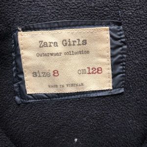 Girl’s blue winter coat w/ faux fur, cotton lining
